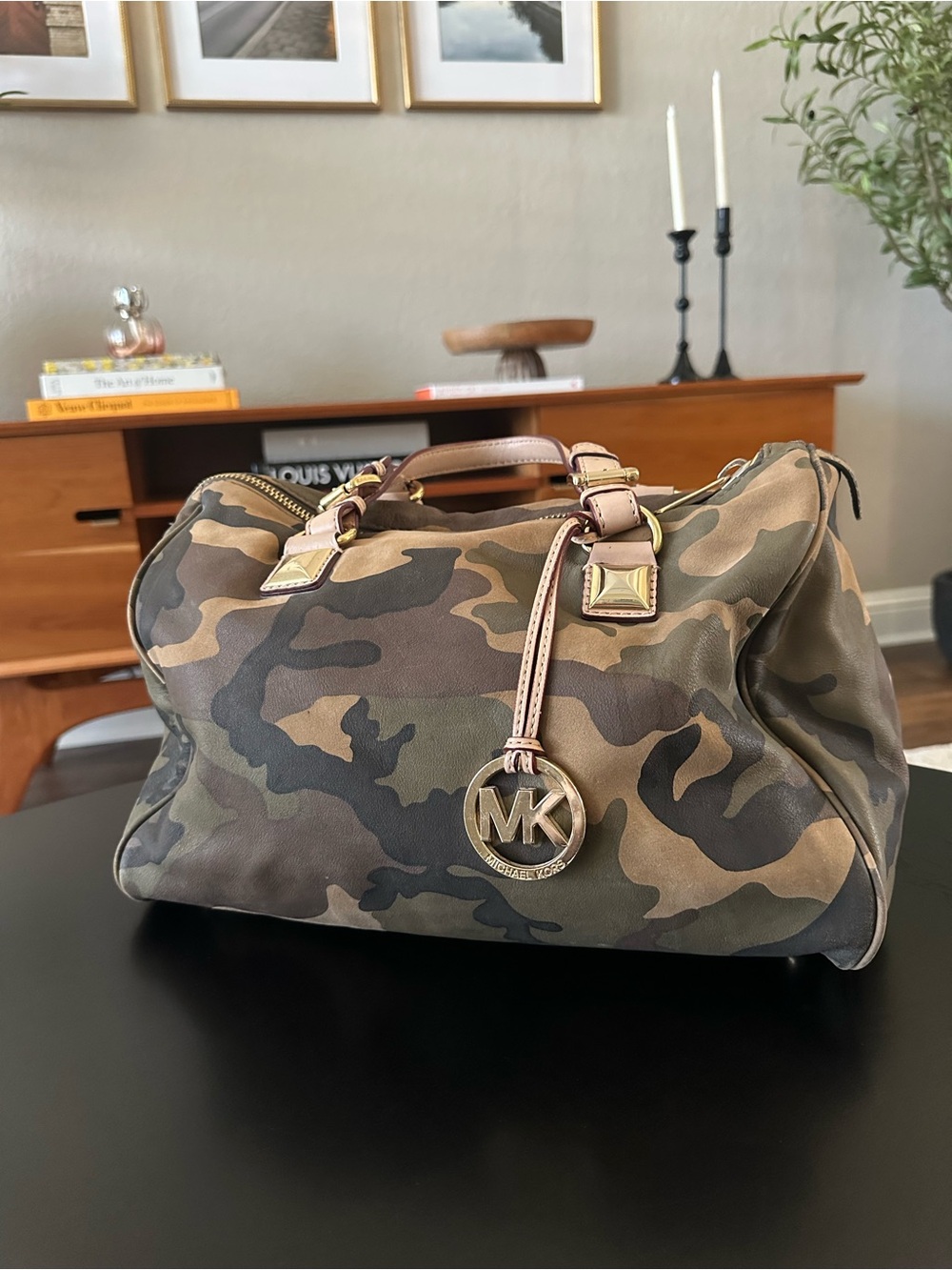 Michael Kors Grayson Satchel Leather Handbag LeCamo Leather Slouchy Y2K Bag
